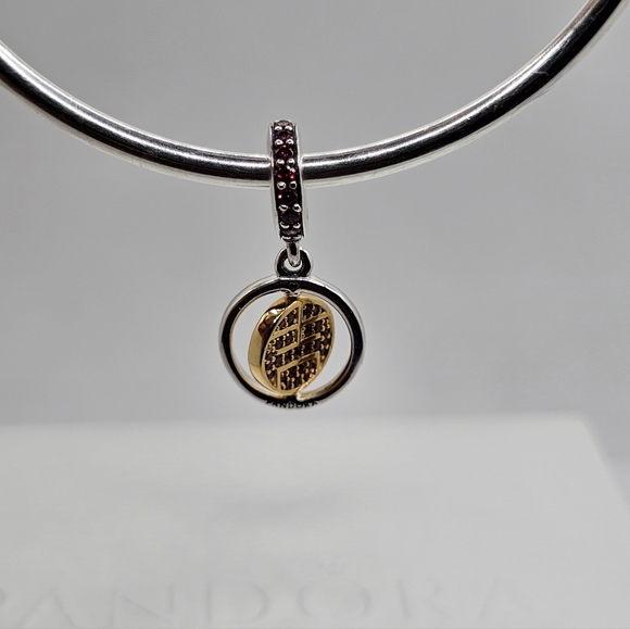 Authentic Pandora Shine Two Tone Dangle Charm - Picture 6 of 8